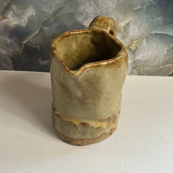 Studio Art Pottery Creamer Jar 5" Brown Glossy Finish Handmade Rustic Primitive - Picture 2 of 10